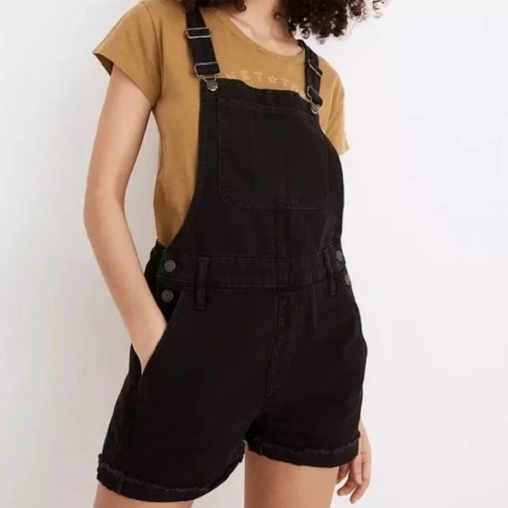 Madewell Black Short Overalls